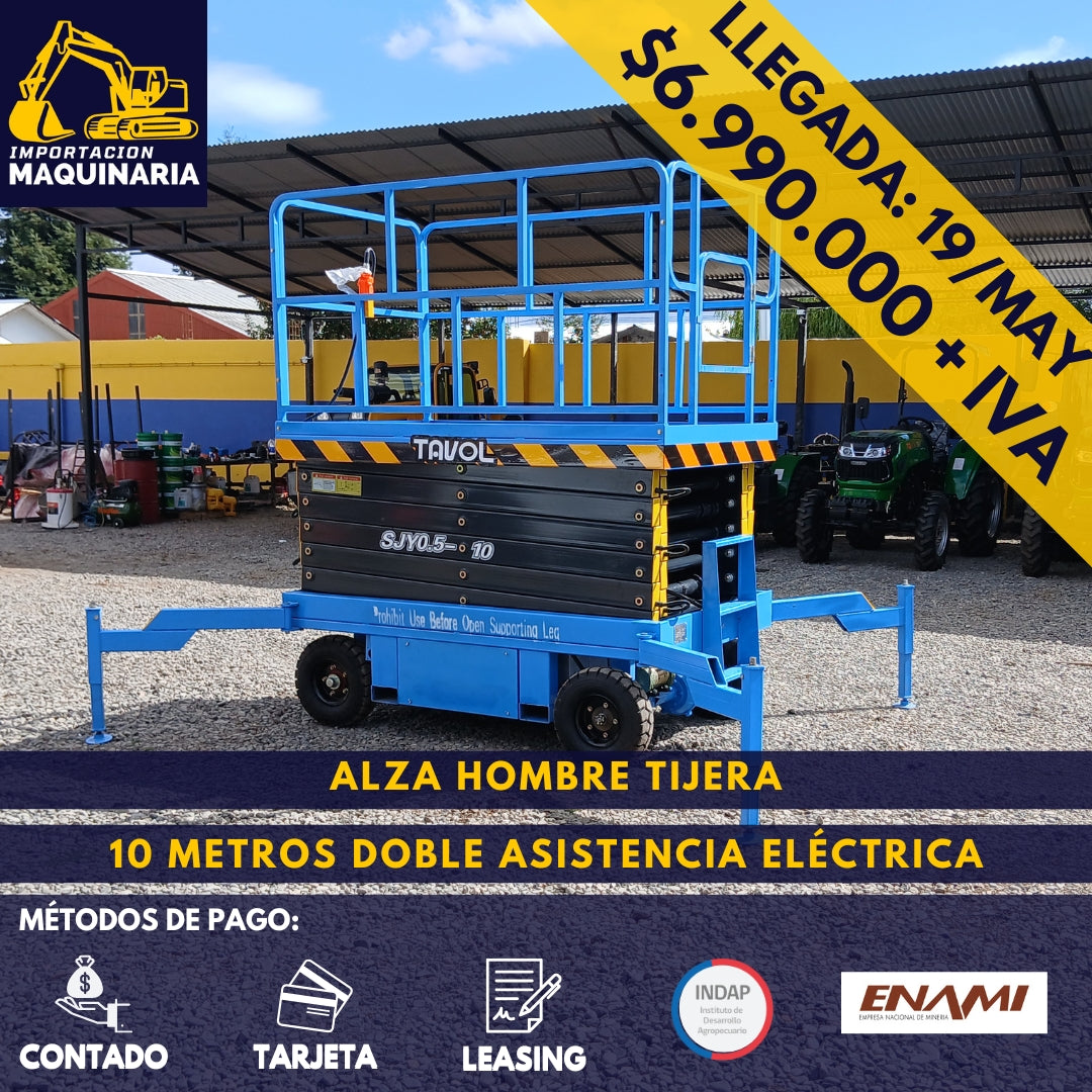 Alza Hombre Tijera 10 Metros Doble Asistencia Eléctrica