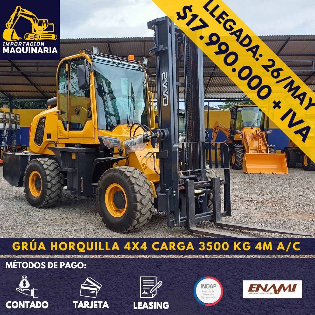 Grúa Horquilla 4x4 Carga 3500 Kg, 4m A/C