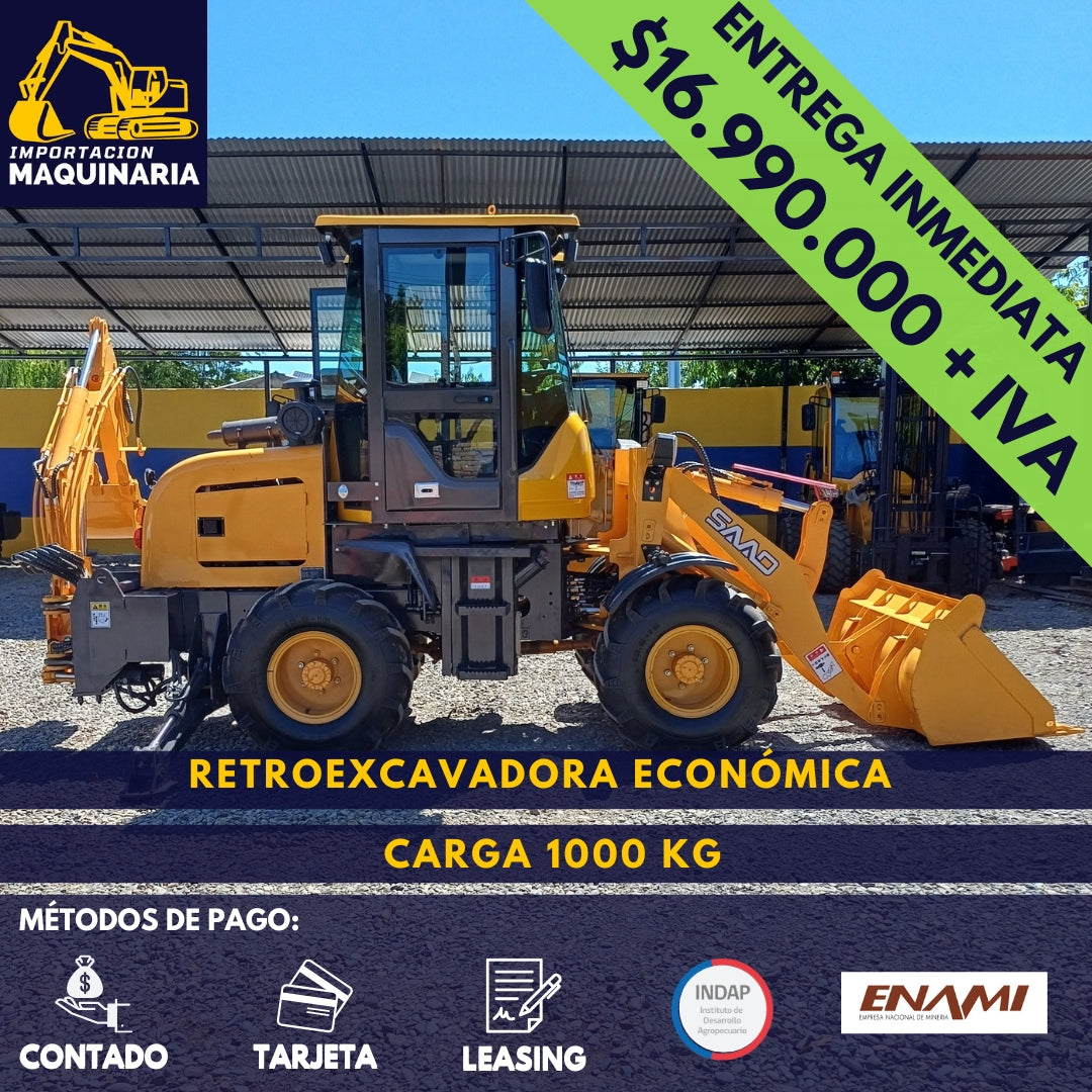 Retroexcavadora Económica Carga 1000 Kg