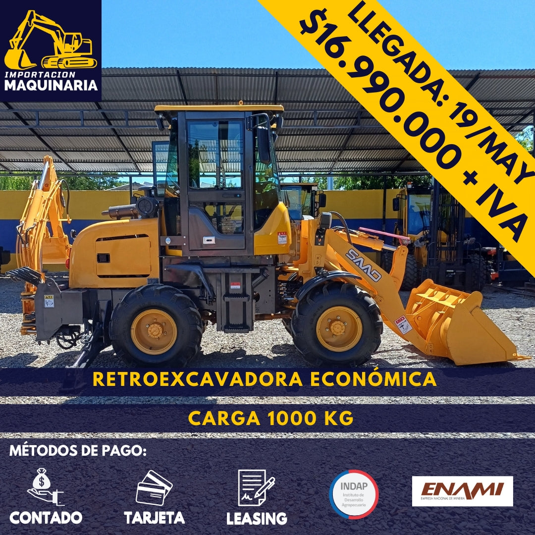 Retroexcavadora Económica Carga 1000 Kg