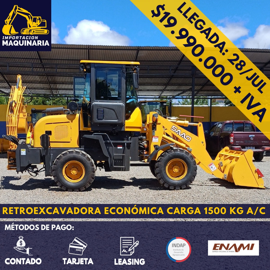 Retroexcavadora Económica Carga 1500 Kg A/C