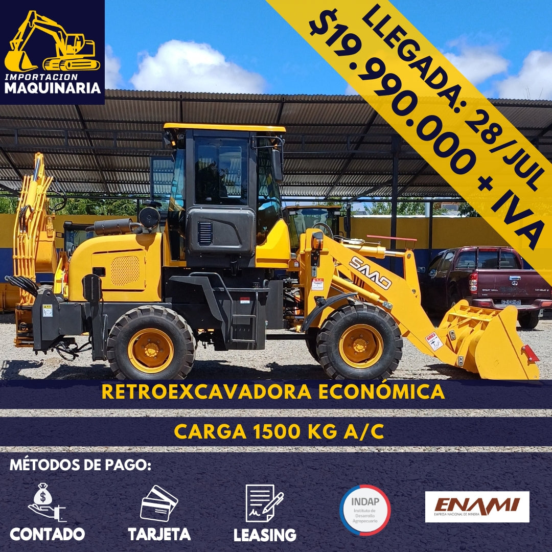 Retroexcavadora Económica Carga 1500 Kg A/C