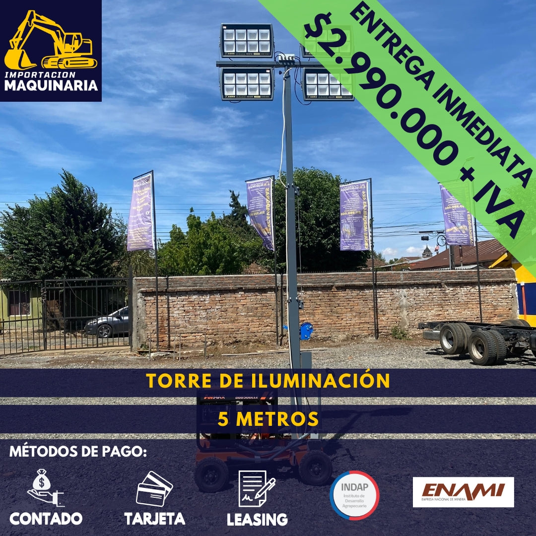 Torre Iluminación 5 Metros LED 400Wx4