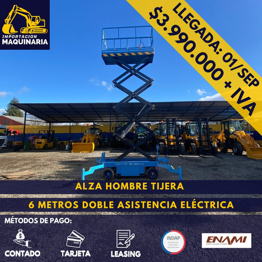 Alza Hombre Tijera 6 Metros Doble Asistencia Eléctrica