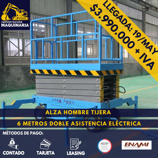 Alza Hombre Tijera 6 Metros Doble Asistencia Eléctrica