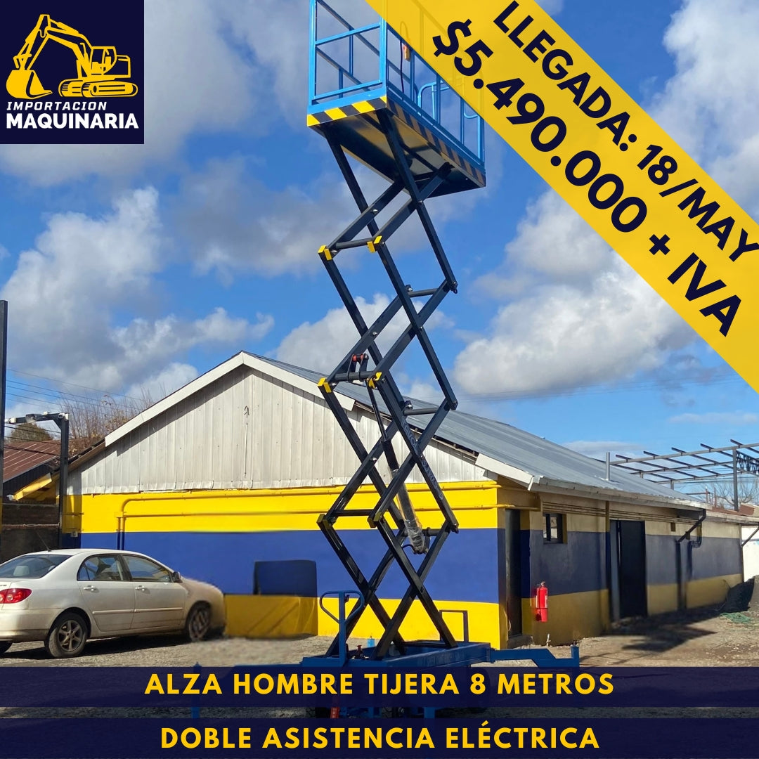 Alza Hombre Tijera 8 Metros Doble Asistencia Eléctrica