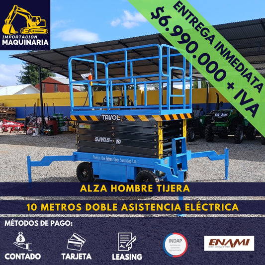 Alza Hombre Tijera 10 Metros Doble Asistencia Eléctrica
