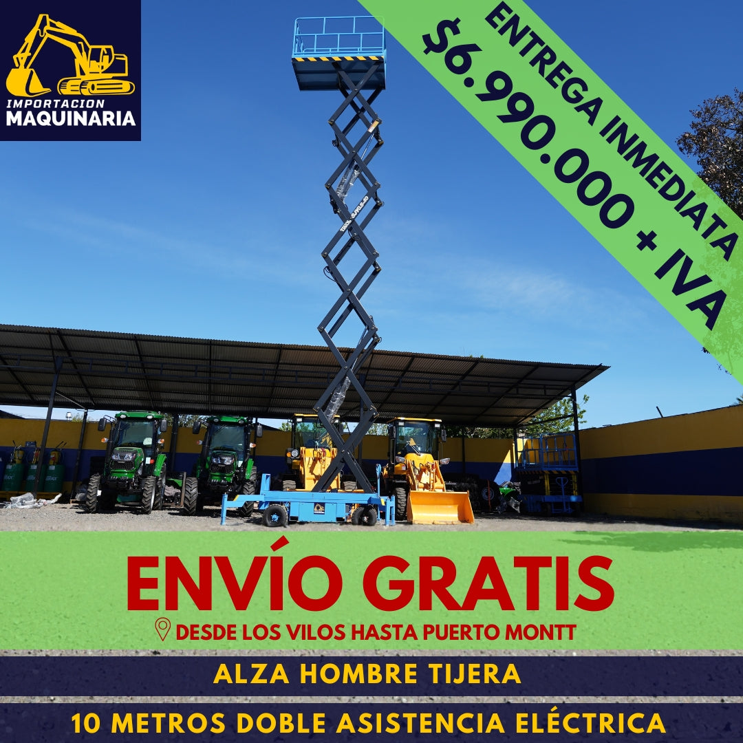 Alza Hombre Tijera 10 Metros Doble Asistencia Eléctrica