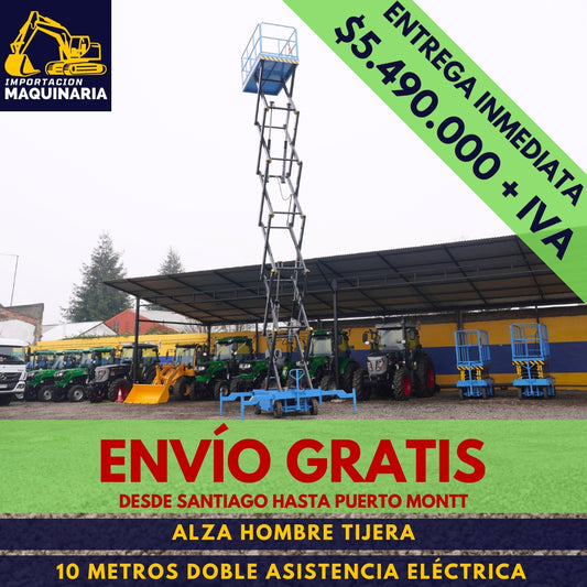 Alza Hombre Tijera 10 Metros Doble Asistencia Eléctrica
