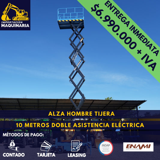 Alza Hombre Tijera 10 Metros Doble Asistencia Eléctrica