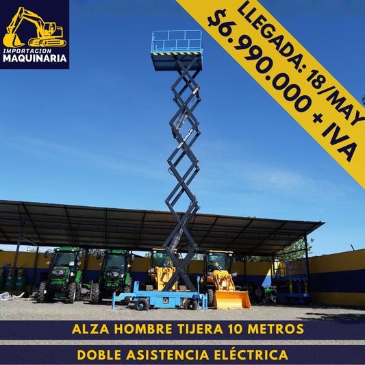Alza Hombre Tijera 10 Metros Doble Asistencia Eléctrica