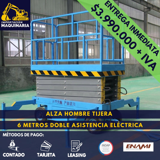Alza Hombre Tijera 6 Metros Doble Asistencia Eléctrica