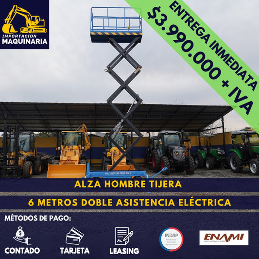 Alza Hombre Tijera 6 Metros Doble Asistencia Eléctrica