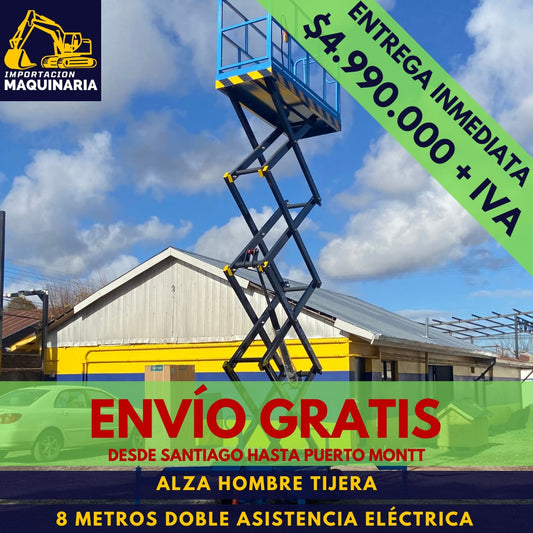 Alza Hombre Tijera 8 Metros Doble Asistencia Eléctrica