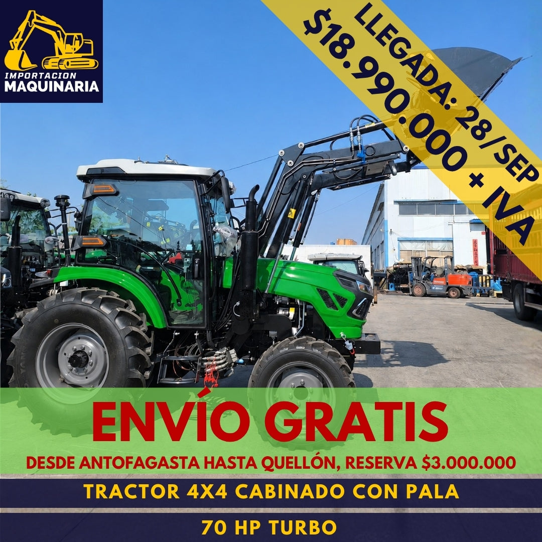 Tractor 4x4 Cabinado con Pala 70 HP Turbo A/C