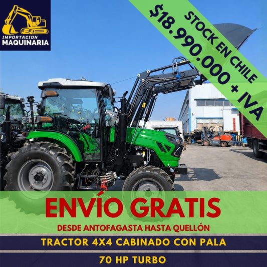 Tractor 4x4 Cabinado con Pala 70 HP Turbo A/C