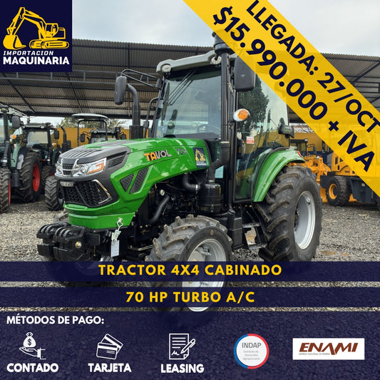 Tractor 4x4 Cabinado 70 HP Turbo A/C