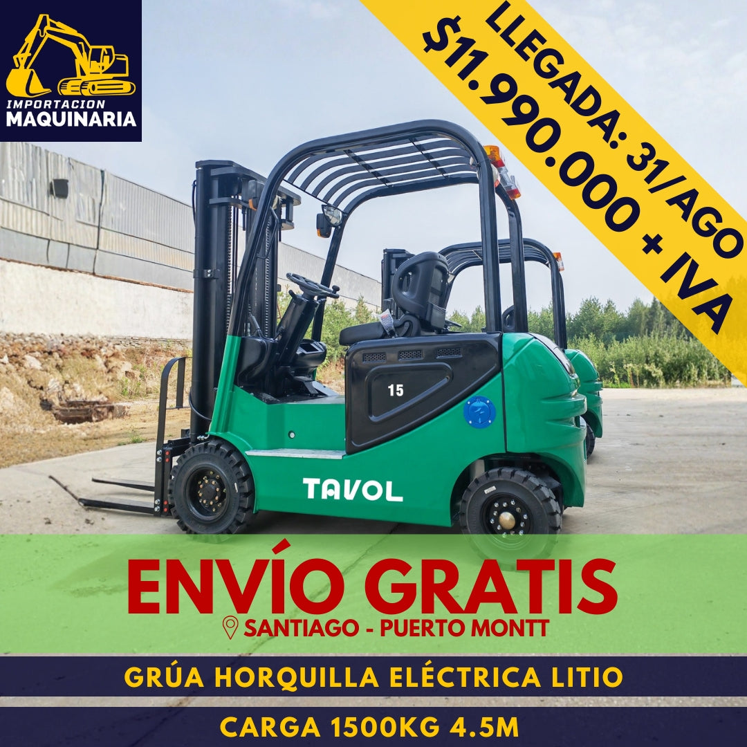 Grúa Horquilla Eléctrica Litio 1500 kg 4.5m