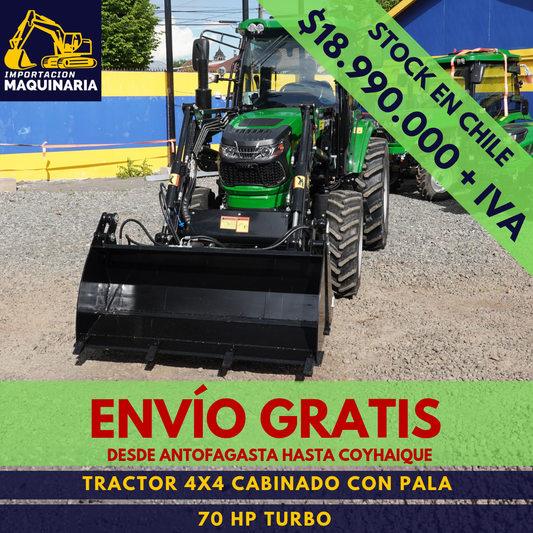 Tractor 4x4 Cabinado con Pala 70 HP Turbo A/C