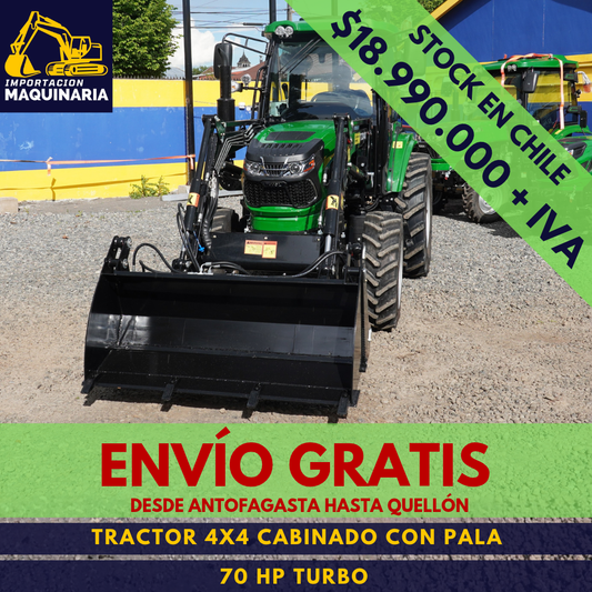 Tractor 4x4 Cabinado con Pala 70 HP Turbo A/C
