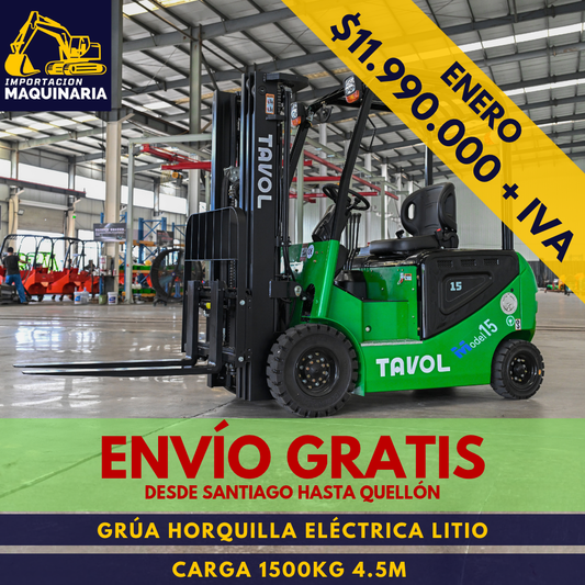 Grúa Horquilla Eléctrica Litio 1500 kg 4.5m