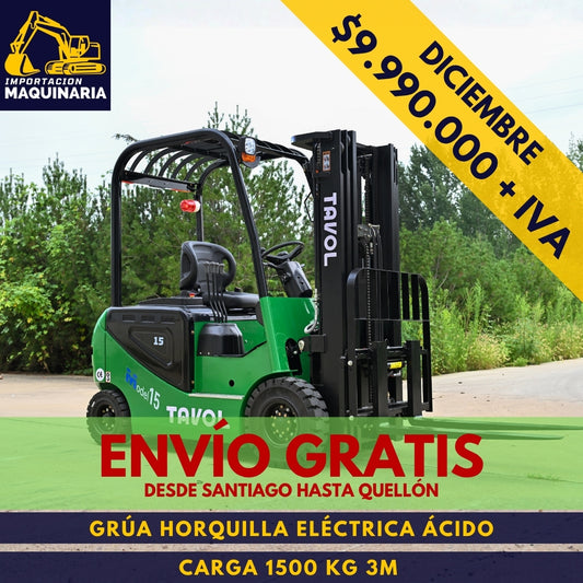 Grúa Horquilla Eléctrica Ácido 1500 Kg 3m