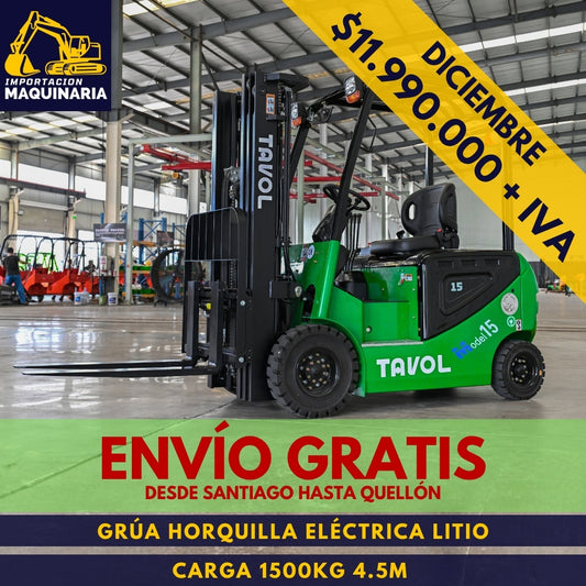 Grúa Horquilla Eléctrica Litio 1500 kg 4.5m