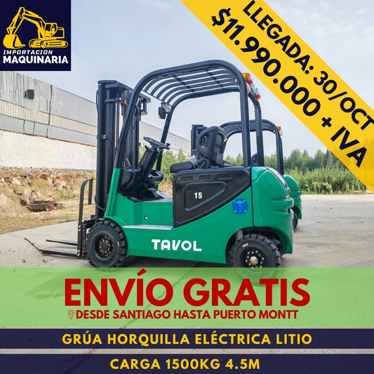 Grúa Horquilla Eléctrica Litio 1500 kg 4.5m