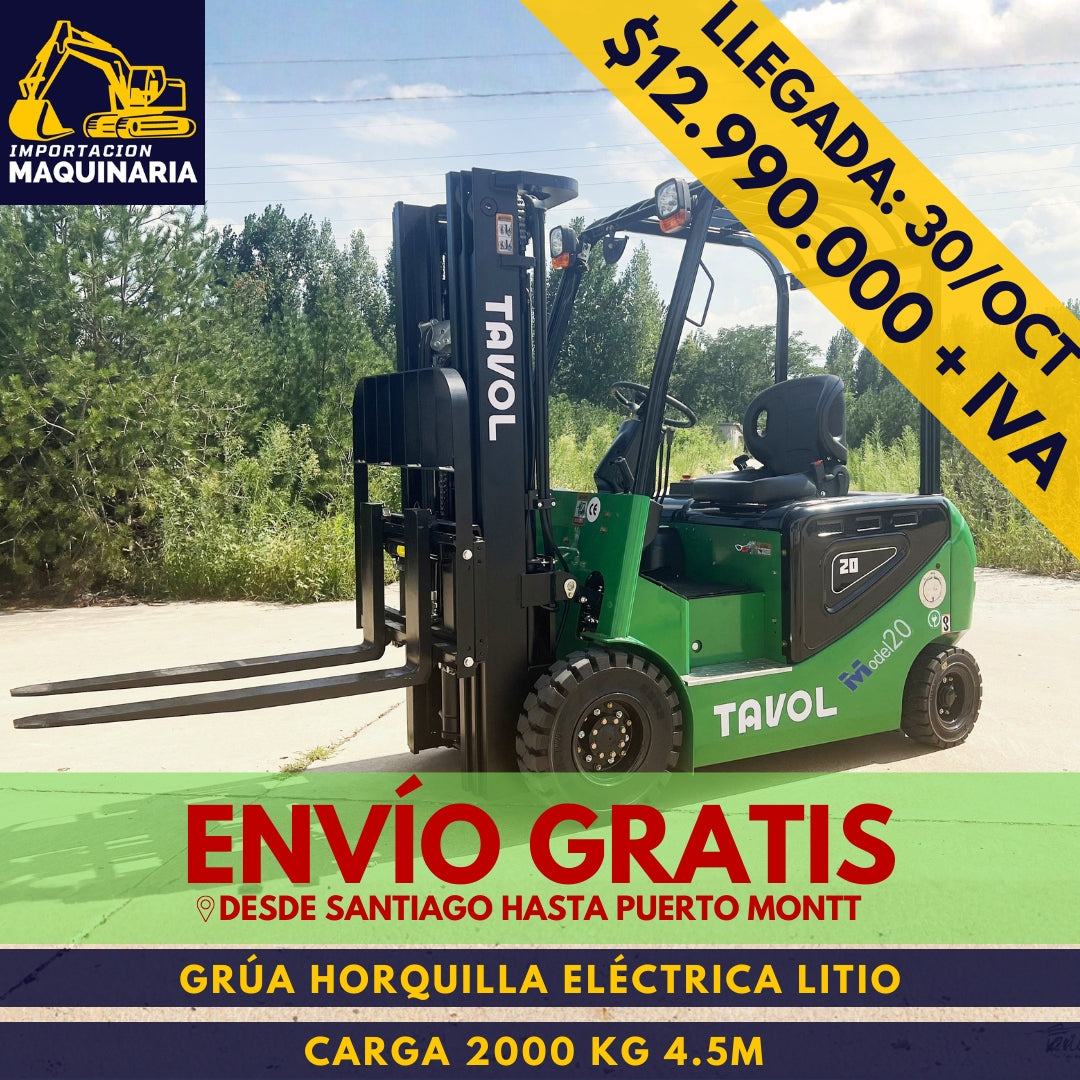 Grúa Horquilla Eléctrica Litio 2000 kg 4.5 m