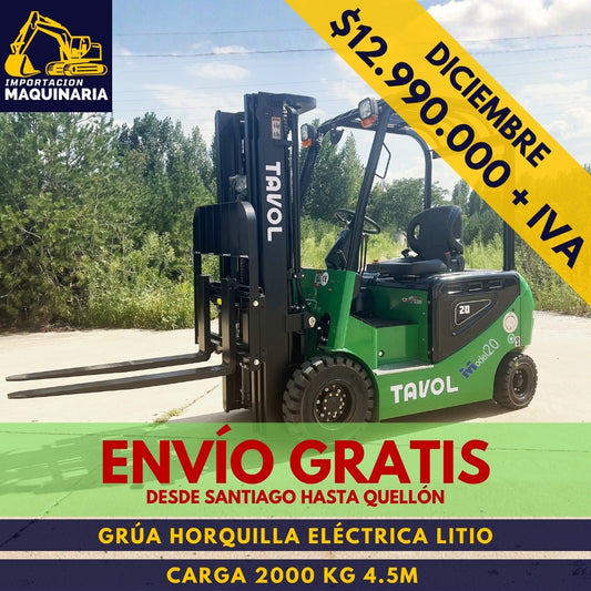Grúa Horquilla Eléctrica Litio 2000 kg 4.5 m