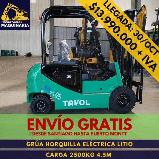 Grúa Horquilla Eléctrica Litio 2500 kg 4.5 m