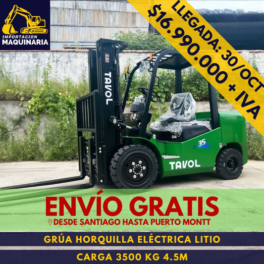 Grúa Horquilla Eléctrica Litio 3500 kg 4.5 m