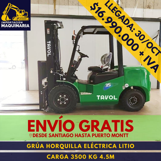 Grúa Horquilla Eléctrica Litio 3500 kg 4.5 m