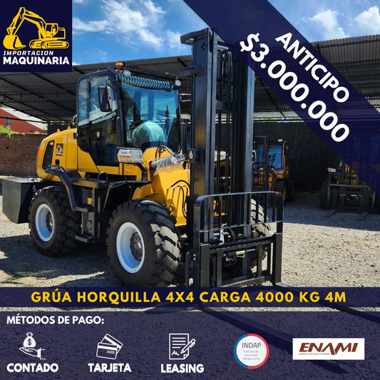 Grúa Horquilla 4x4 Carga 4000 Kg, 4m