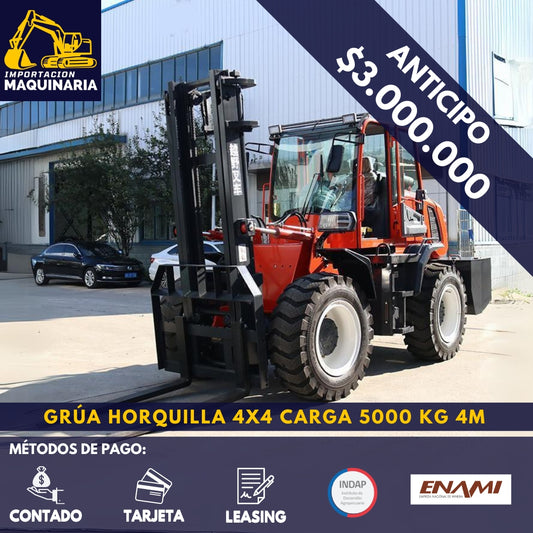 Grúa Horquilla 4x4 Carga 5000 Kg, 4m A/C