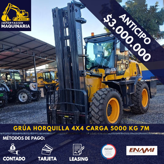 Grúa Horquilla 4x4 Carga 5000 Kg, 7m A/C