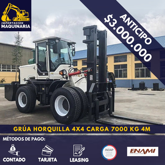 Grúa Horquilla 4x4 Carga 7000 Kg, 4m A/C