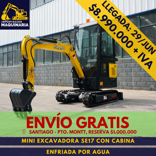 Mini Excavadora SE17 Con Cabina Enfriada Por Agua