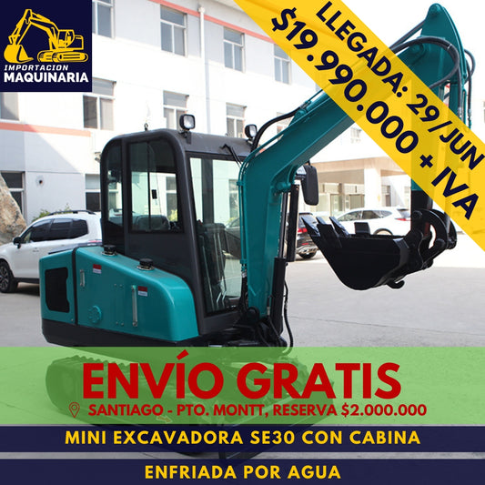 Mini Excavadora SE30 Con Cabina Enfriada Por Agua