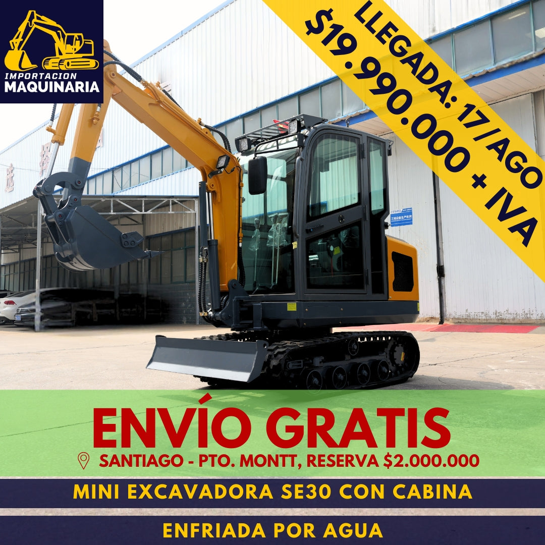 Miniexcavadora SE30 Con Cabina Enfriada Por Agua