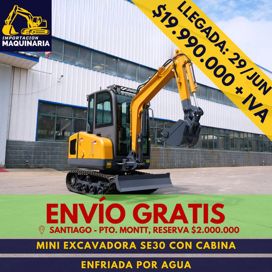 Mini Excavadora SE30 Con Cabina Enfriada Por Agua