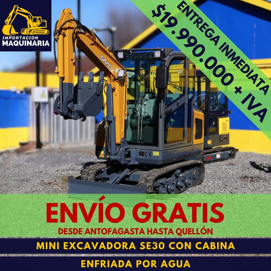 Miniexcavadora SE30 Con Cabina Enfriada Por Agua