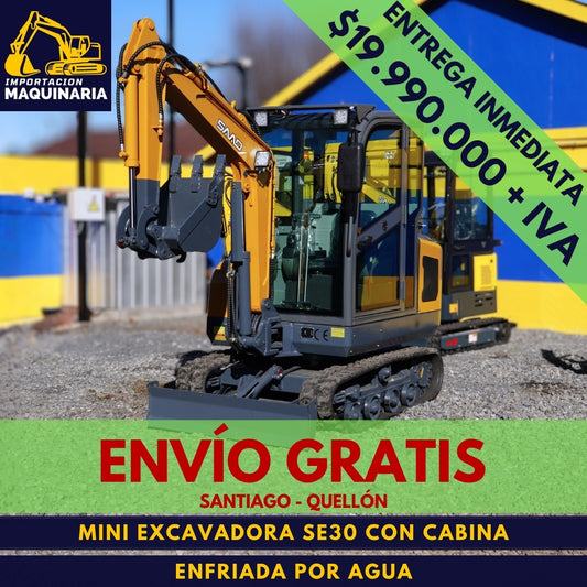 Miniexcavadora SE30 Con Cabina Enfriada Por Agua