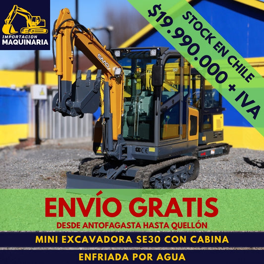Miniexcavadora SE30 Con Cabina Enfriada Por Agua