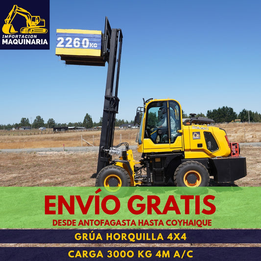 Grúa Horquilla 4x4 Carga 3000 Kg, 4m A/C