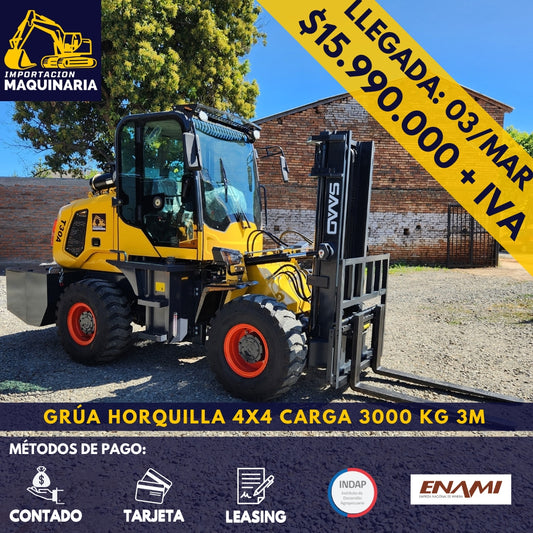 Grúa Horquilla 4x4 Carga 3000 Kg, 3m