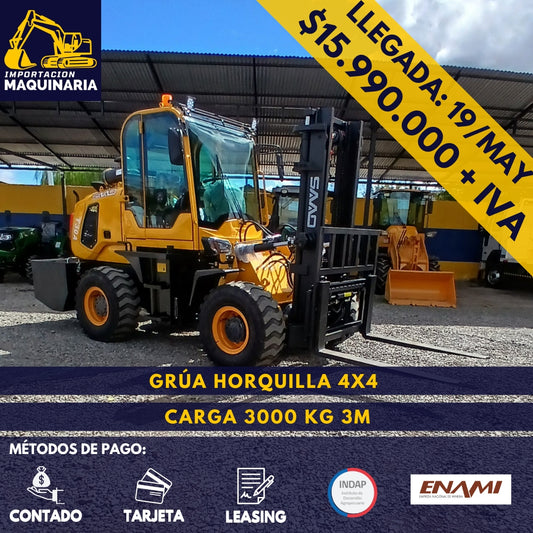 Grúa Horquilla 4x4 Carga 3000 Kg, 3m
