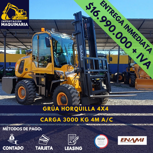 Grúa Horquilla 4x4 Carga 3000 Kg, 4m A/C