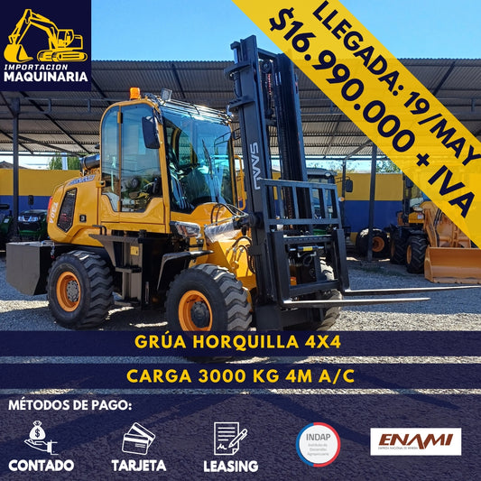 Grúa Horquilla 4x4 Carga 3000 Kg, 4m A/C