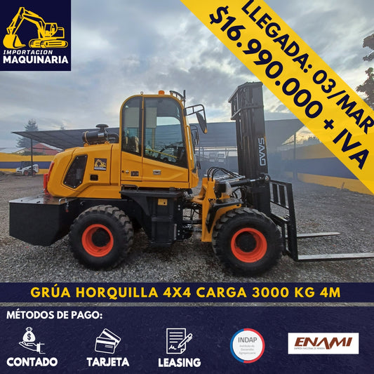 Grúa Horquilla 4x4 Carga 3000 Kg, 4m A/C